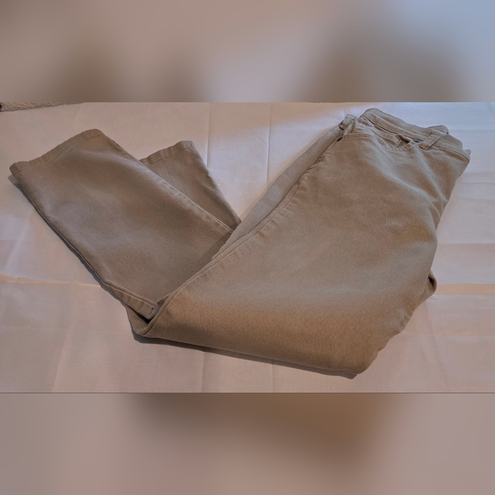 Gloria Vanderbilt Beige Denim Jeans Straight Leg High Rise Size 6 Petite Euc